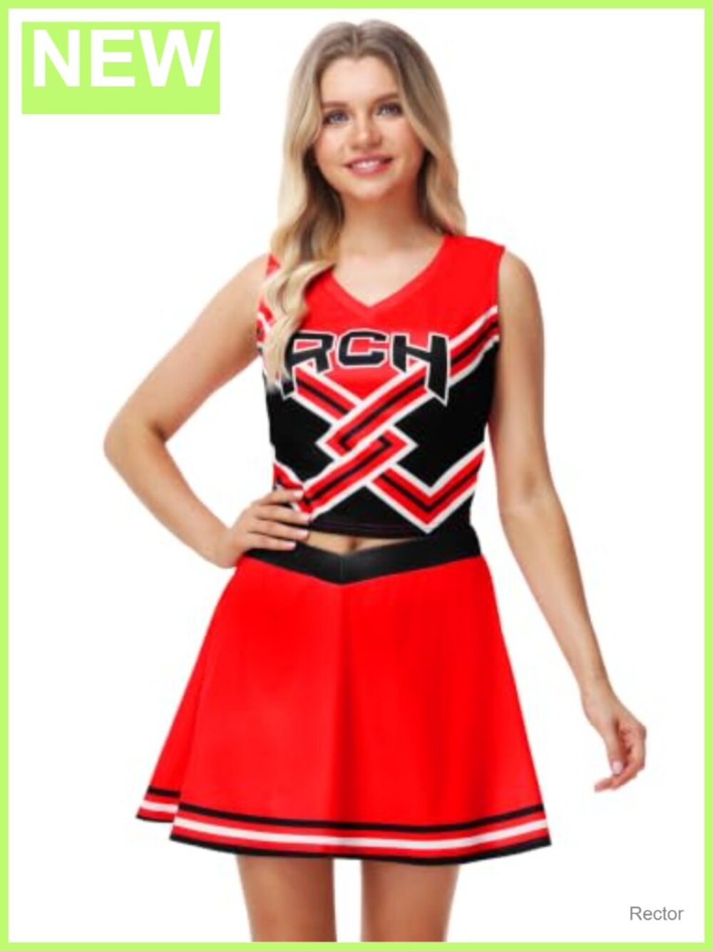 2 Piece Cheerleader Costume Crop Tank Top Pleated Mini Skirt Halloween Cosplay